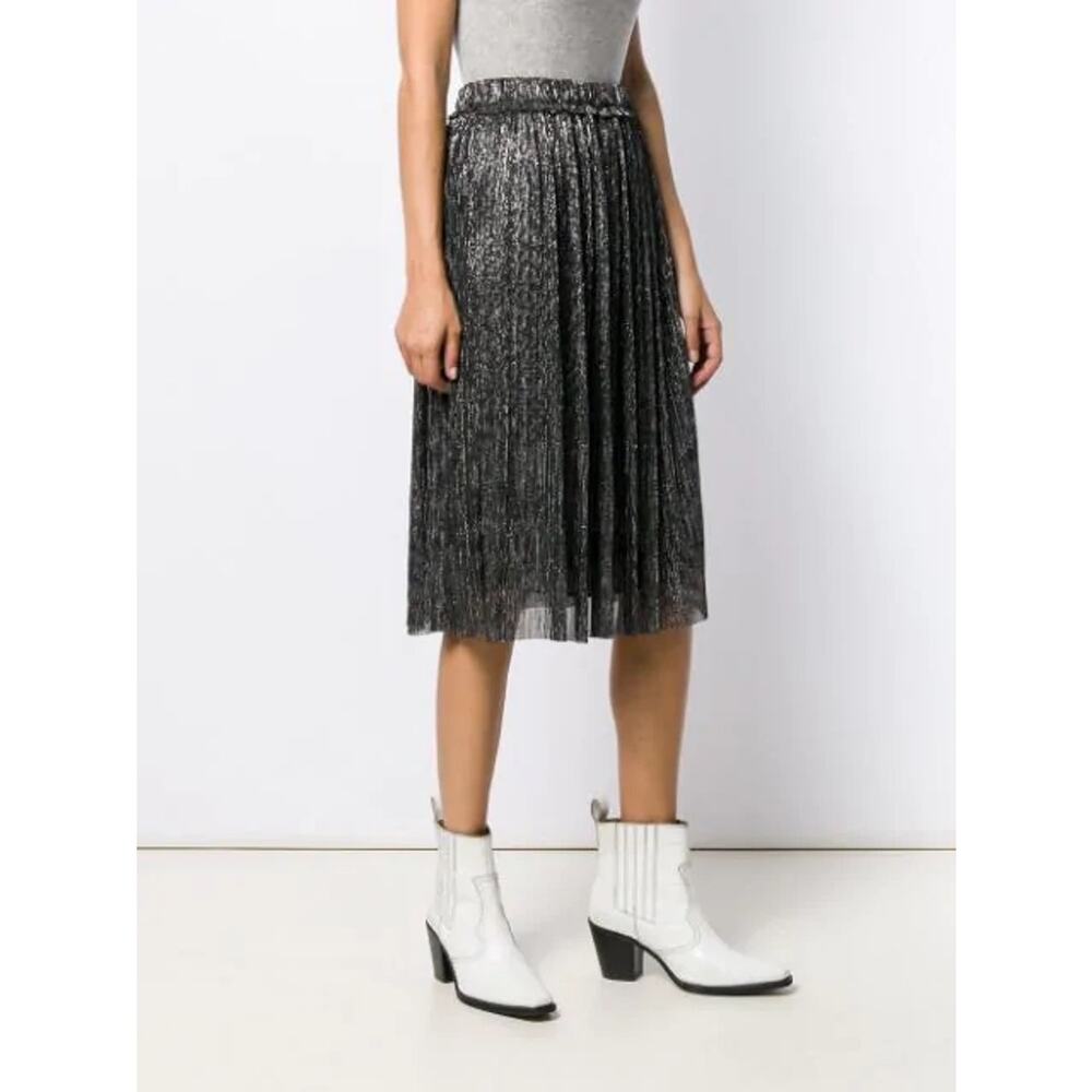 Isabel Marant Etoile Beatrice Midi Skirt Gunmetal Grey Silver Black Metallic XS